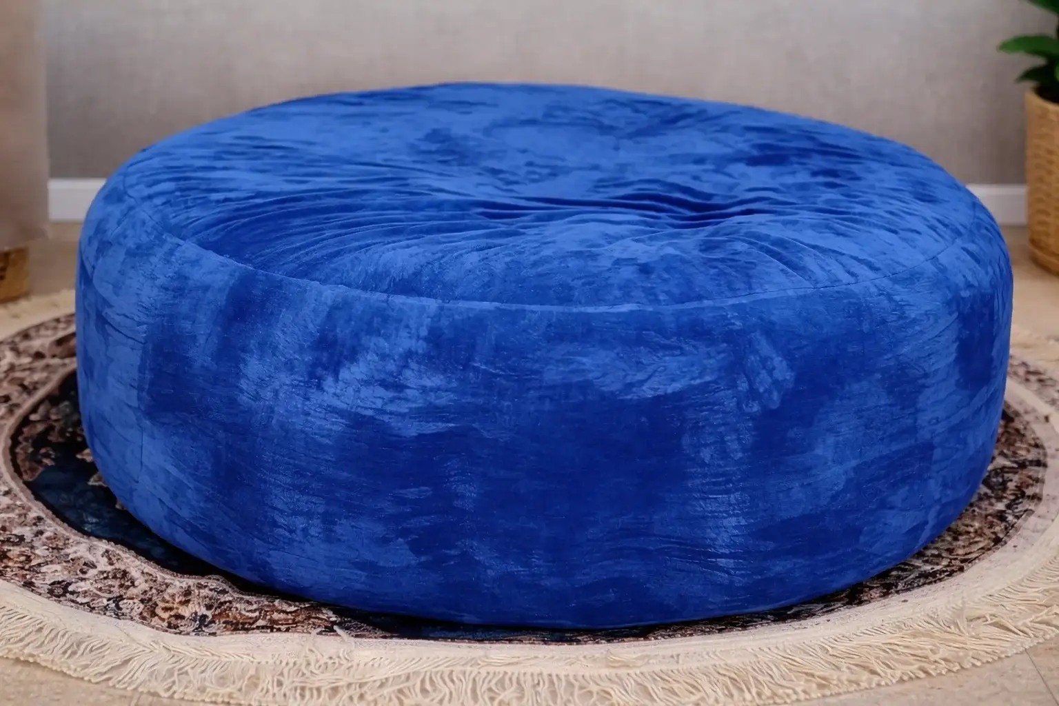 Luxury Soft Velvet Round Pouffe for Living Room